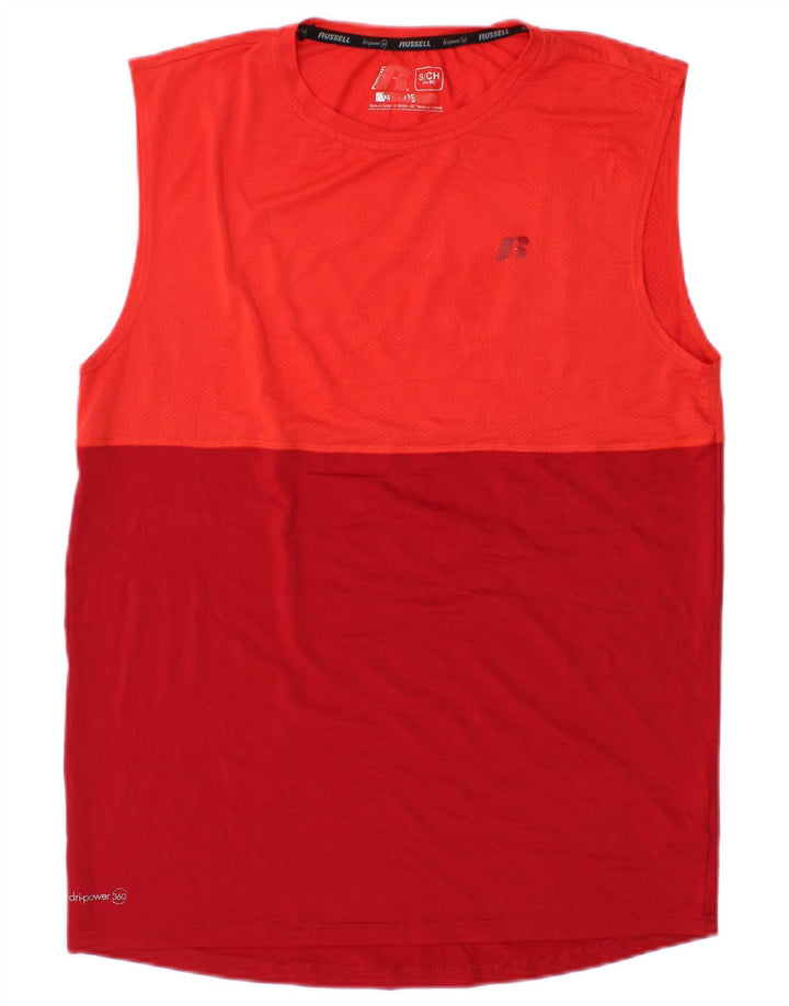 RUSSELL ATHLETIC Camiseta sin mangas Dri-Power para hombre, talla pequeña, color rojo, poliéster