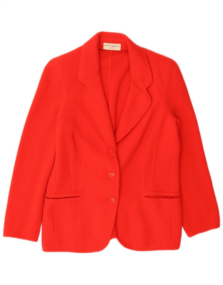 Vintage mujer punto 2 botones Blazer chaqueta Reino Unido 14 medio rojo cachemira