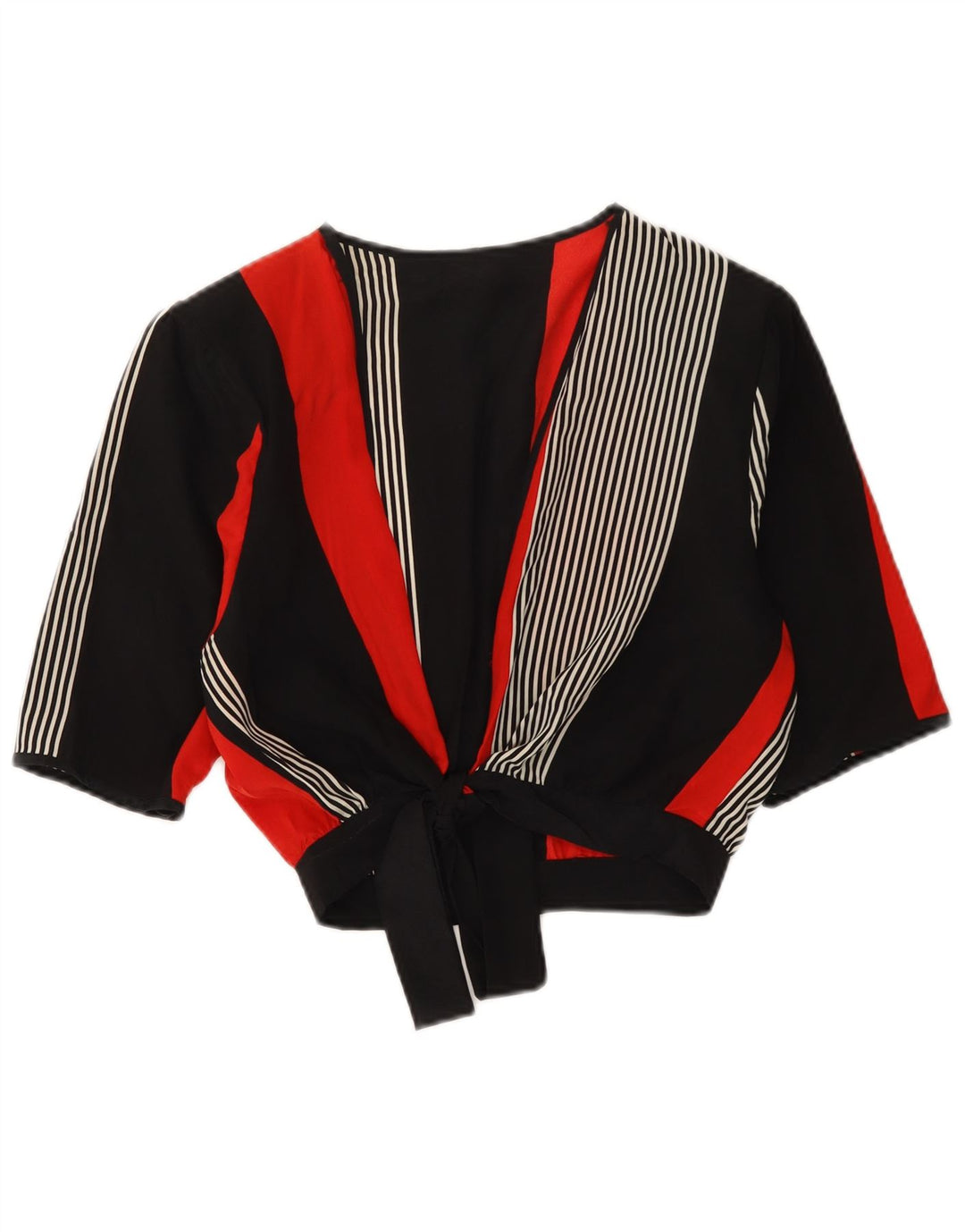 Vintage mujer crop cardigan top Reino Unido 12 medio multicolor rayas