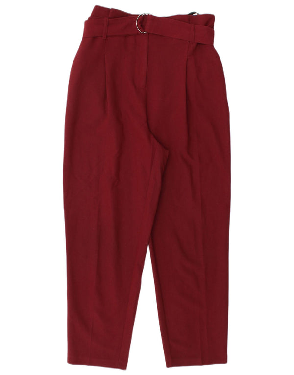 Topshop Pantalones cortos de cintura alta para mujer UK 10 Small W28 L25 Borgoña