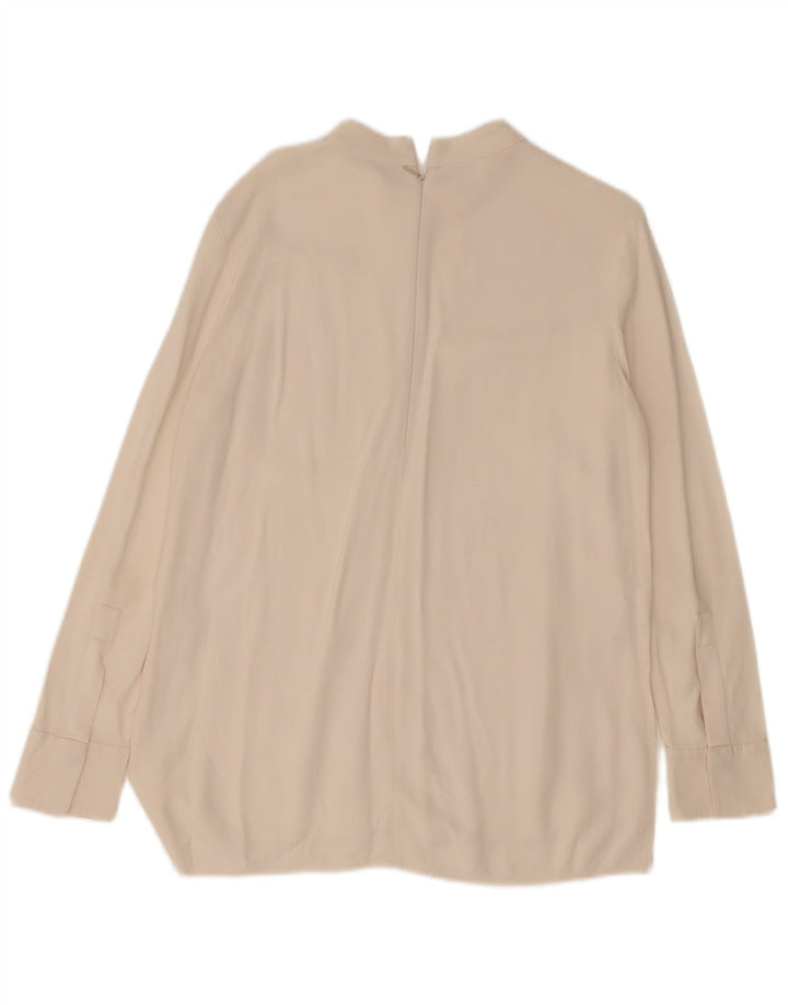 Hugo Boss Blusa de manga larga para mujer UK 12 Mediano Acetato blanco roto
