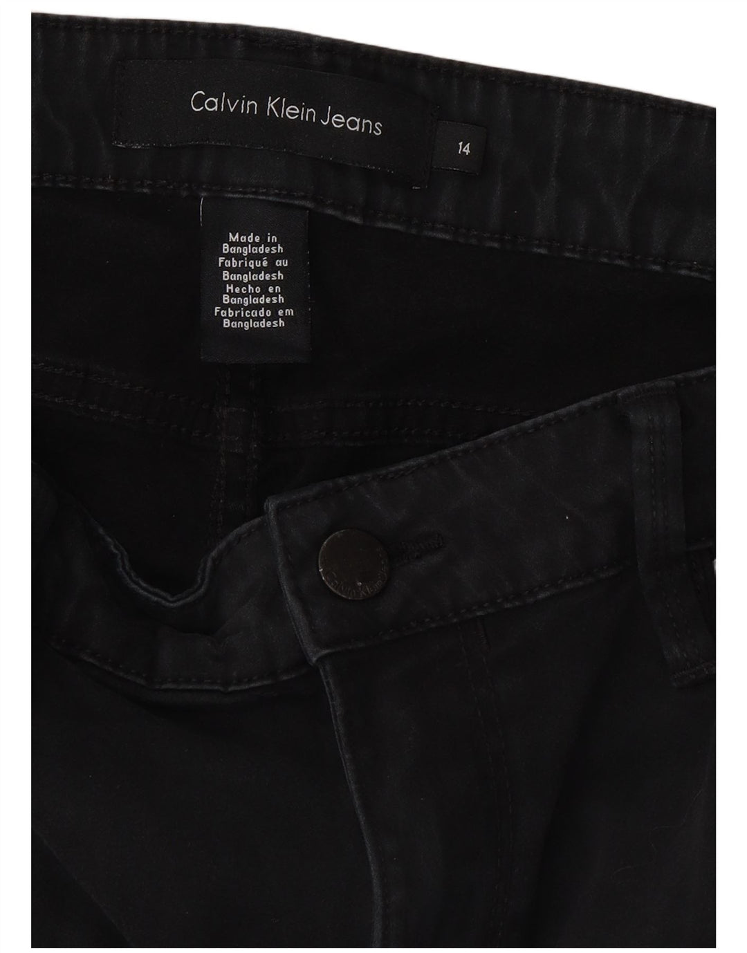 CALVIN KLEIN Vaqueros ajustados para mujer US 14 XL W34 L32 Algodón negro