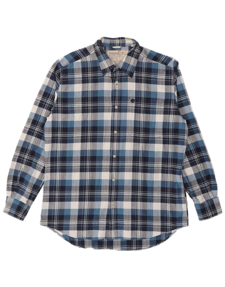 Timberland Camisa De Franela Para Hombre Algodón A Cuadros Azul Medio