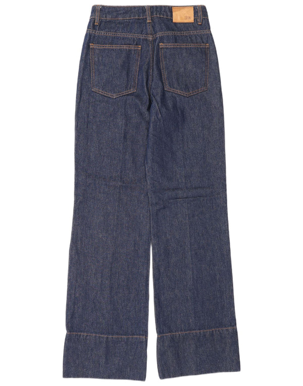 Zara Jeans De Pierna Ancha De Cintura Alta Para Mujer EU 34 2XS W24 L32 Azul Marino