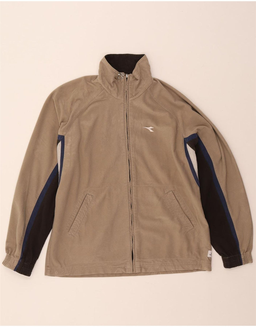 Diadora Chaqueta de chándal para hombre ES 38 Medium Beige Colorblock Poliéster