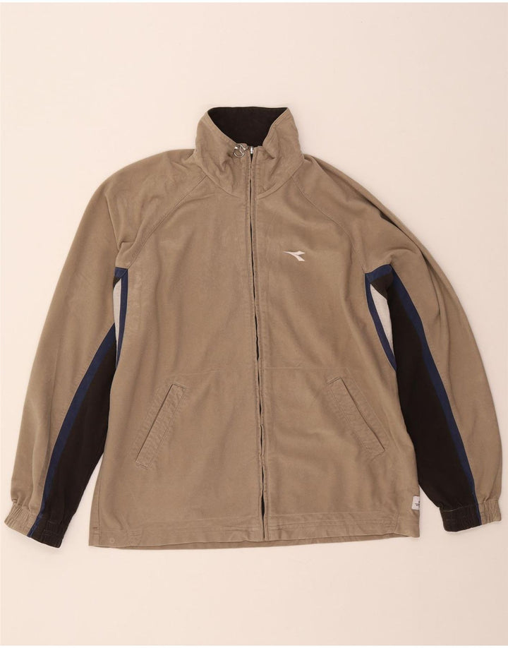 Diadora Chaqueta de chándal para hombre ES 38 Medium Beige Colorblock Poliéster