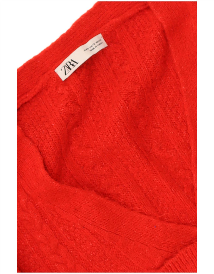 Zara Mujer Crop Suéter Cárdigan Extragrande Reino Unido 10 Pequeño Rojo
