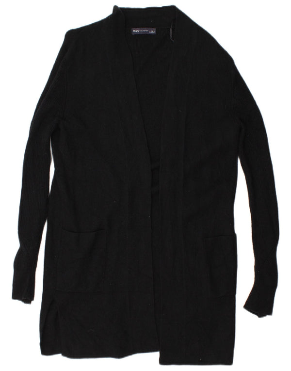 Marks & Spencer Suéter Cárdigan Abierto Largo para Mujer UK 8 Small Negro