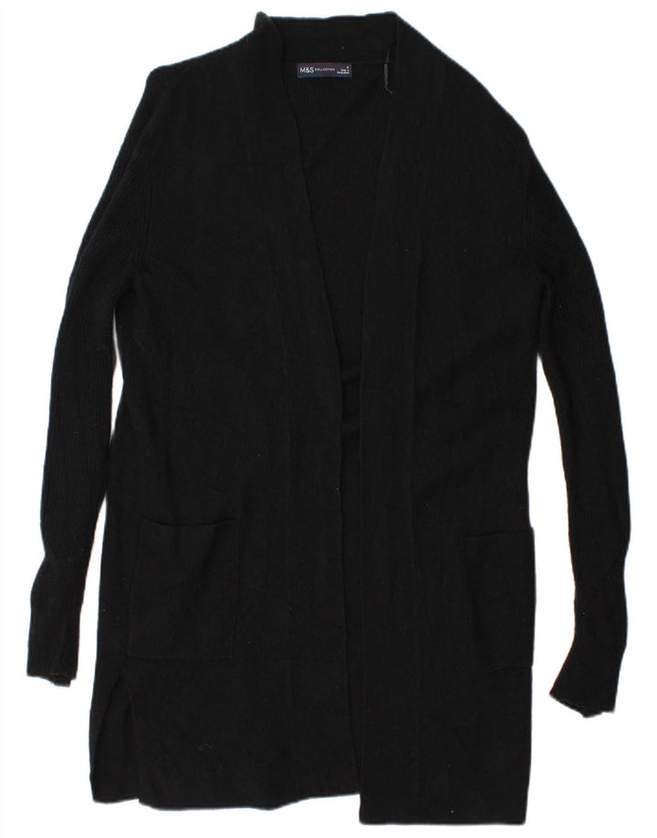 Marks & Spencer Suéter Cárdigan Abierto Largo para Mujer UK 8 Small Negro
