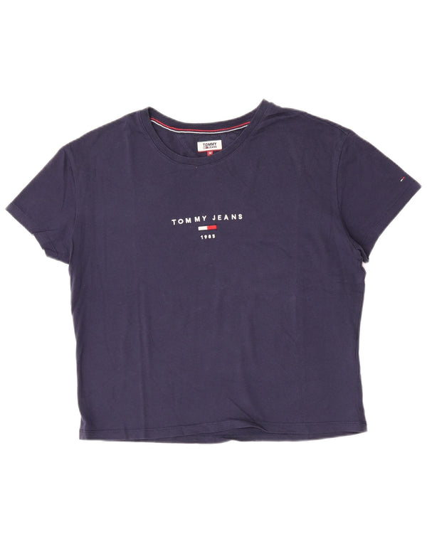 Tommy Hilfiger Camiseta gráfica para mujer Top UK 12 Medium Azul marino Algodón