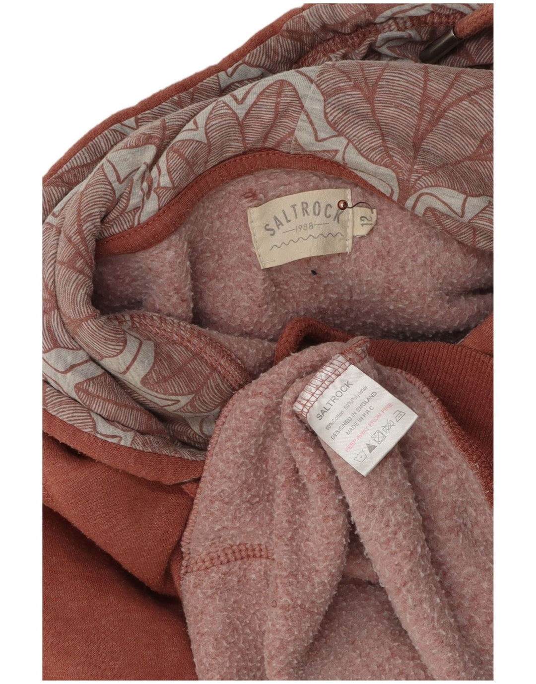 SALTROCK Jersey con capucha gráfica para mujer Reino Unido 12 Algodón moteado granate mediano