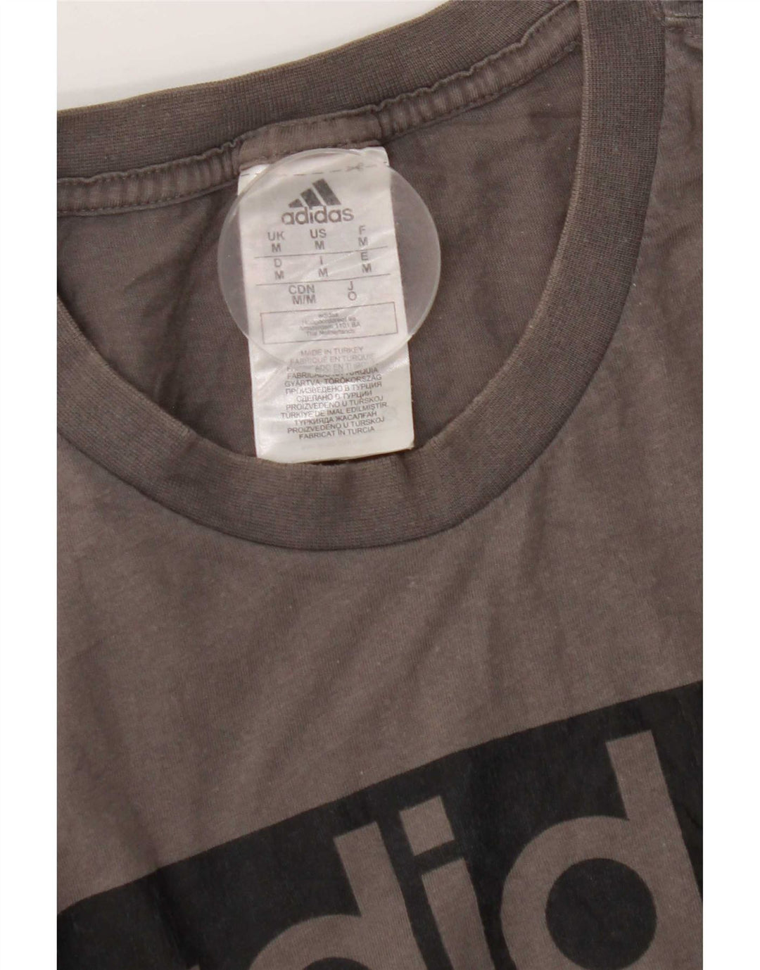 Adidas Hombre Camiseta Gráfica Top Algodón Gris Medio