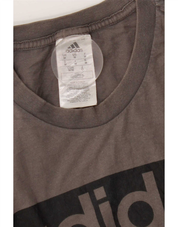 Adidas Hombre Camiseta Gráfica Top Algodón Gris Medio