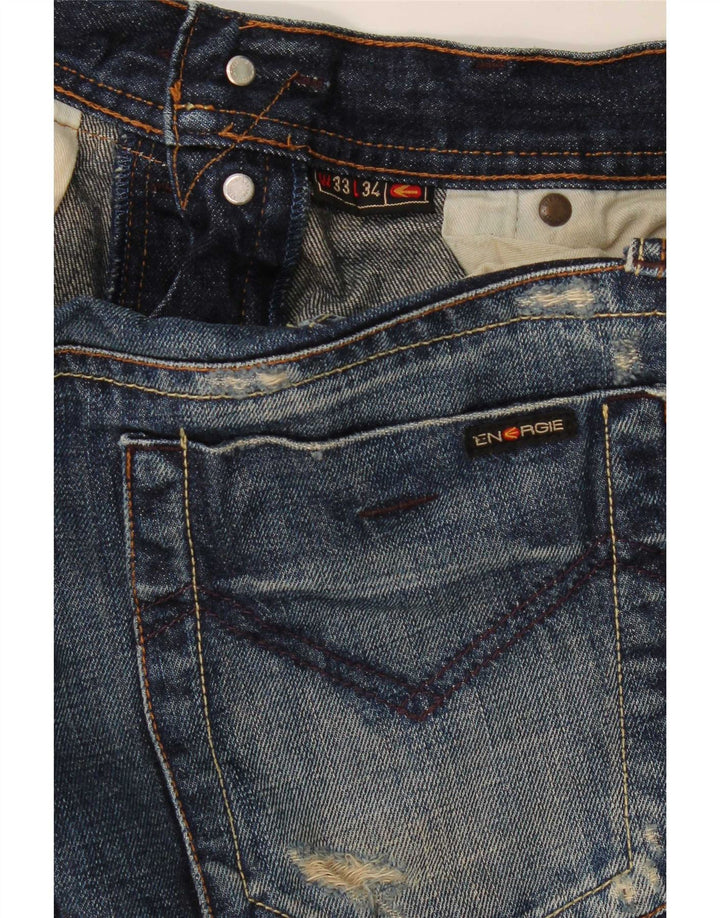 Vaqueros rectos desgastados para mujer Energie W33 L25 Algodón azul
