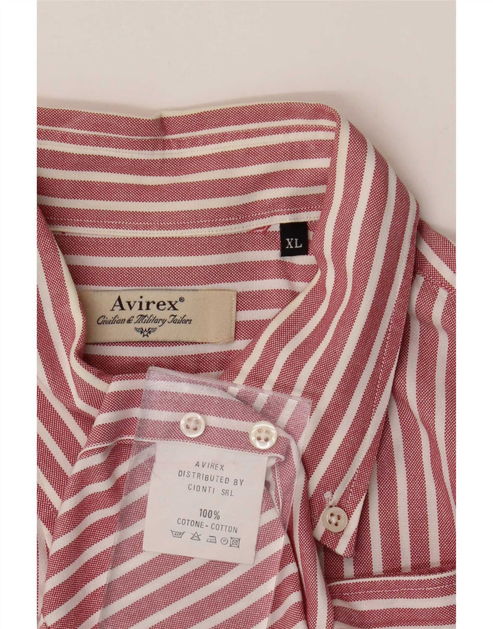 Camisa Avirex Hombre XL Algodón Rayas Rojas