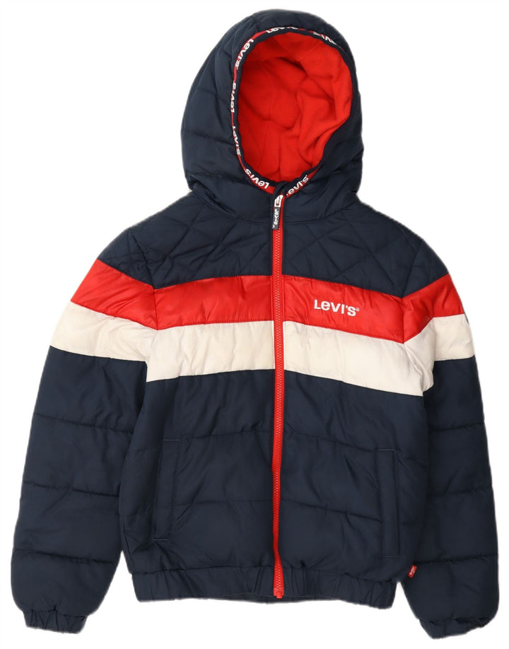 Levi's Chaqueta acolchada con capucha y gráfico para niños 11-12 años Azul marino Colorblock