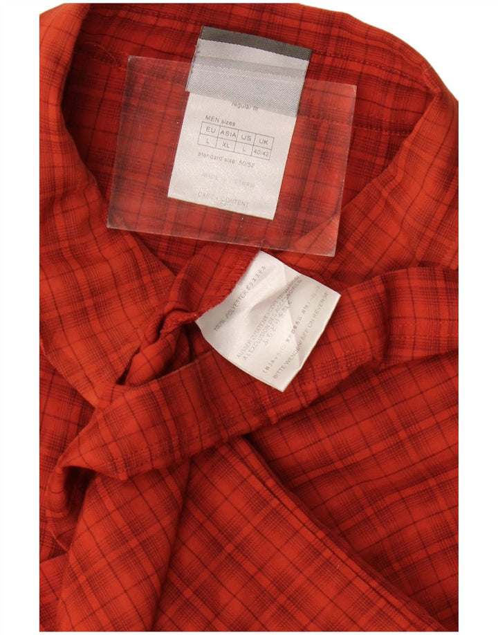 JACK WOLFSKIN Camisa de manga corta para hombre UK 40/42 Large Red Check Poliéster