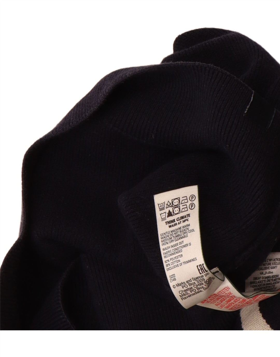 Marks & Spencer Jersey con cuello y cremallera para hombre, talla grande, rayas azul marino