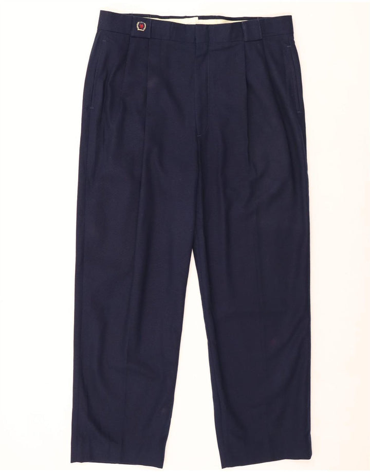 TOMMY HILFIGER Pantalón chino con pinzas para hombre W38 L29 Azul marino