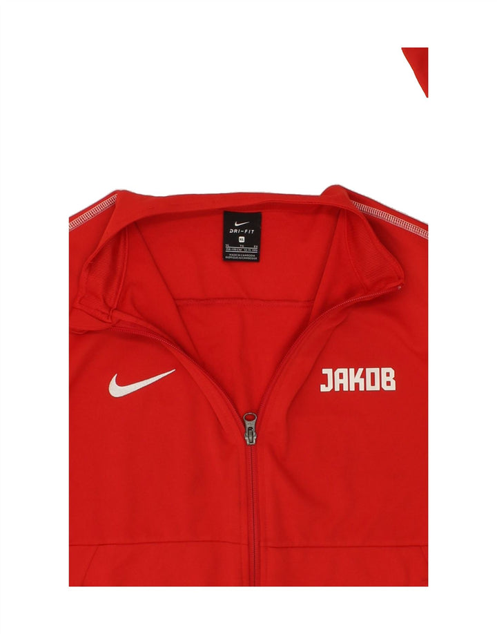 NIKE Boys Graphic Tracksuit Top Jacket 13-14 Years XL Red Polyester Vintage Nike and Second-Hand Nike from Messina Hembry 