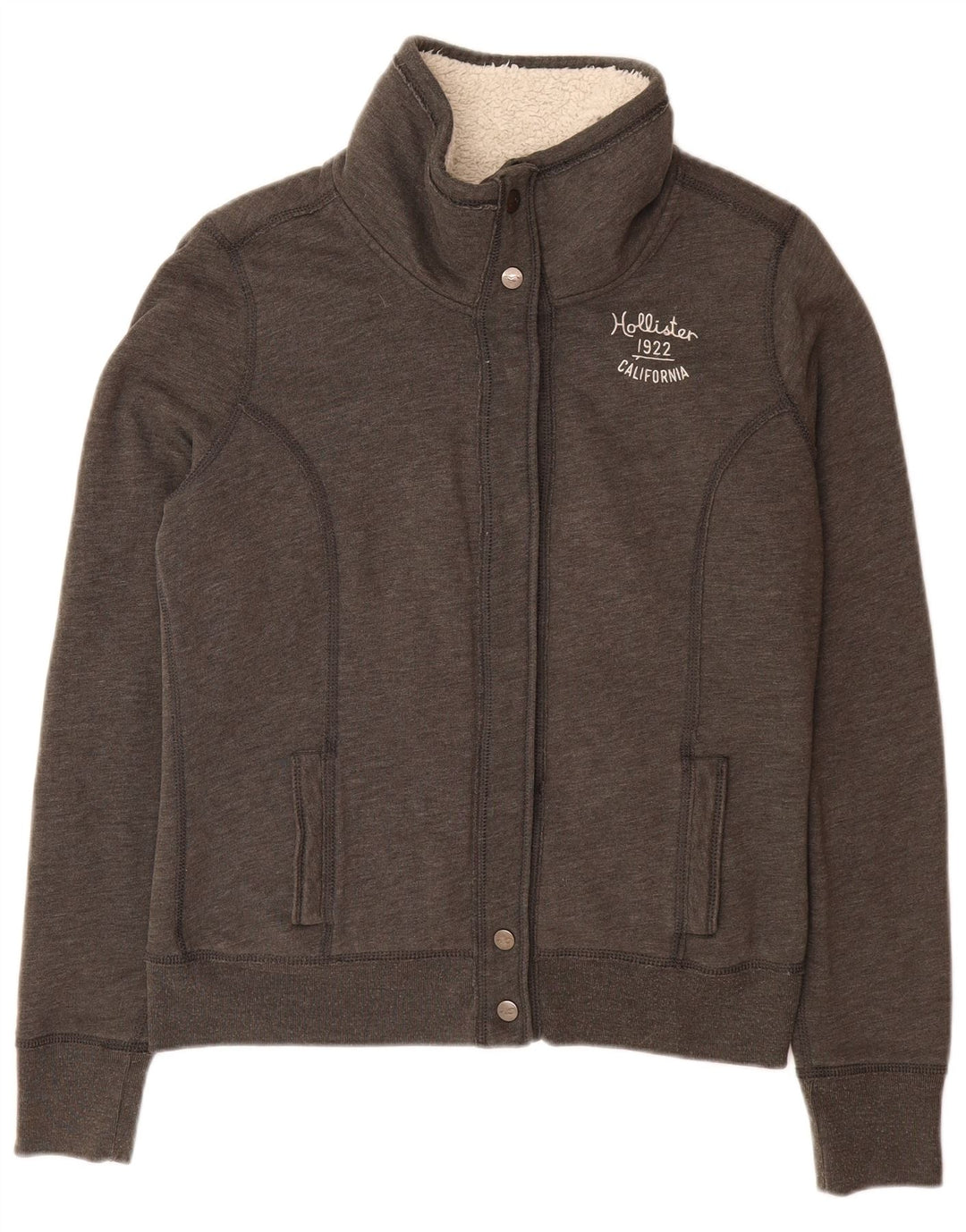 HOLLISTER Chaqueta de chándal Sherpa para mujer UK 46 Algodón gris grande