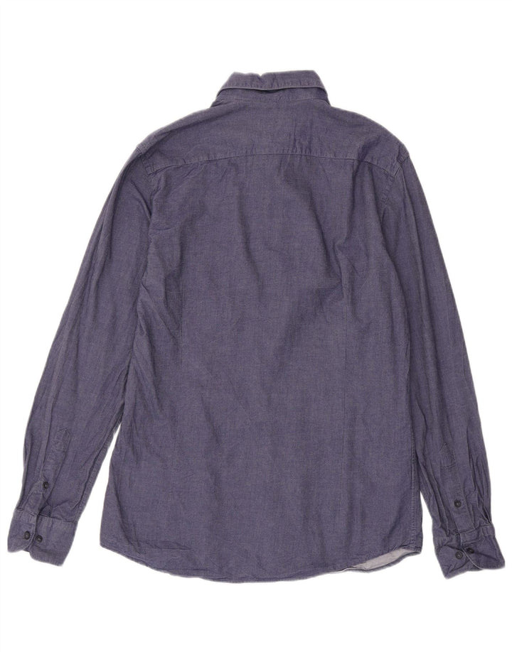 Camisa Massimo Dutti Hombre Mediana Azul Marino Algodón