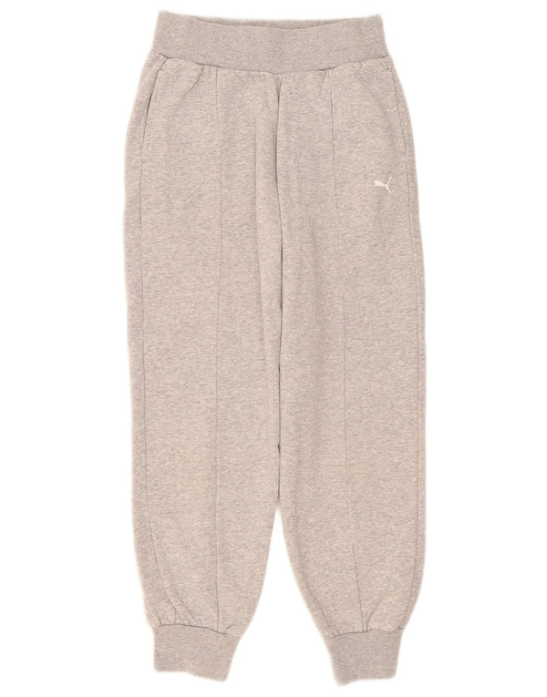 Puma Mujer Gráfico Chándal Pantalones Joggers UK 4 XS Gris Moteado Algodón