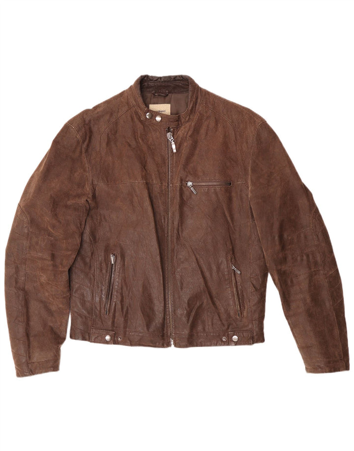 Conbipel Chaqueta de cuero Moto Racer para hombre IT 46 Small Cuero marrón
