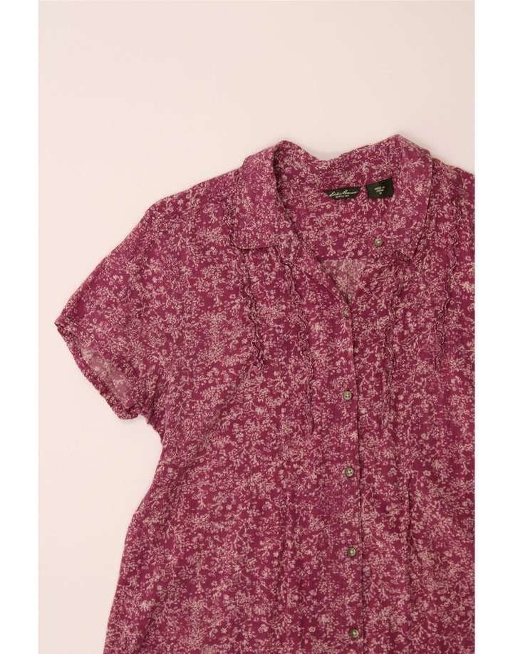 EDDIE BAUER Womens Seattle Abstract Pattern Shirt UK 12 Medium Purple Vintage Eddie Bauer and Second-Hand Eddie Bauer from Messina Hembry 