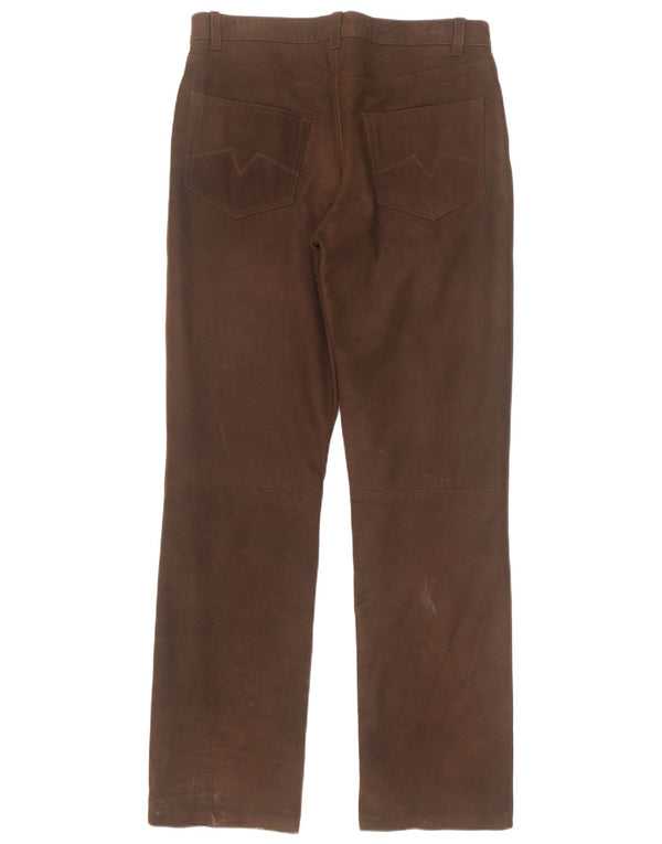 Spieth & Wensky Pantalones rectos de cuero para hombre EU 48 Medium W32 L33 Marrón