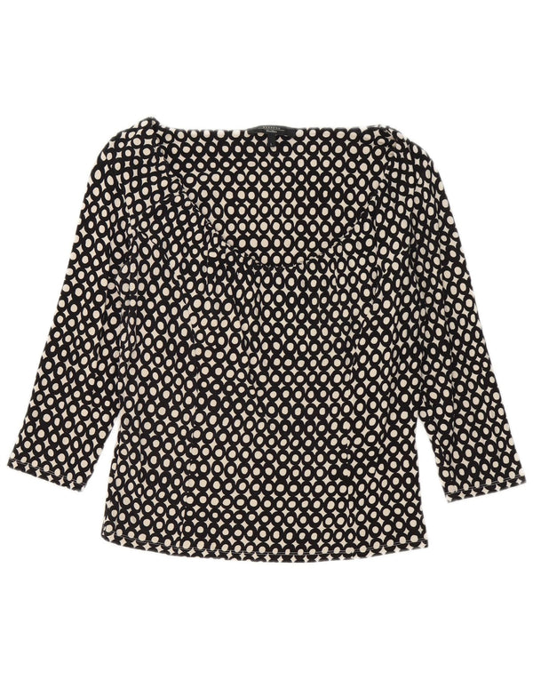 Max Mara Top de fin de semana para mujer manga 3/4 UK 44 Viscosa geométrica negra grande