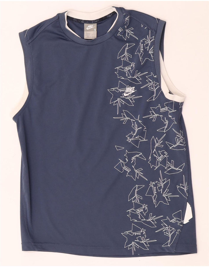 Nike Camiseta sin mangas gráfica para hombre UK 36/38 Poliéster geométrico azul pequeño