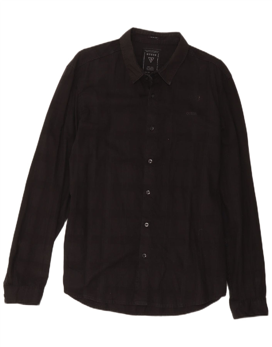 Guess Camisa Slim Fit De Algodón A Cuadros Negro Grande Hombre