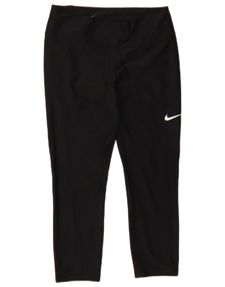 NIKE Leggings Capri Dri Fit para Mujer UK 12 Mediano Negro Poliéster