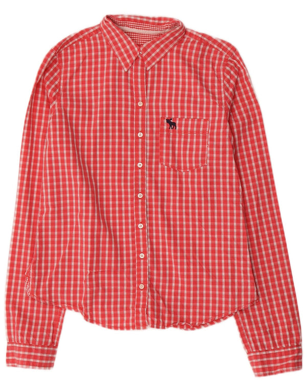 Abercrombie & Fitch Camisa para mujer Reino Unido 12 Algodón a cuadros rojos medianos