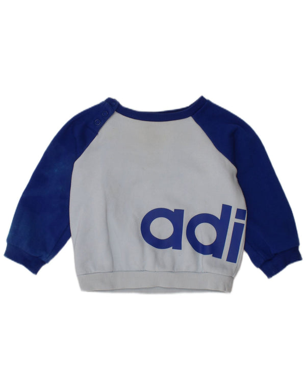 ADIDAS Baby Boys Graphic Sweatshirt Jumper 3-6 Months Blue Cotton
