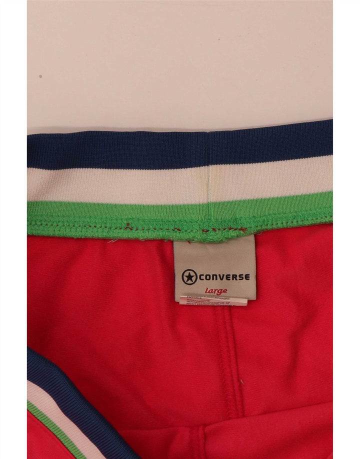 Converse - Pantalones cortos deportivos para mujer (talla 40), poliéster a rayas rosas grandes