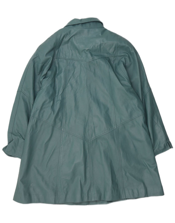 Via Appia Abrigo de cuero extragrande para mujer UK 44 Cuero azul medio