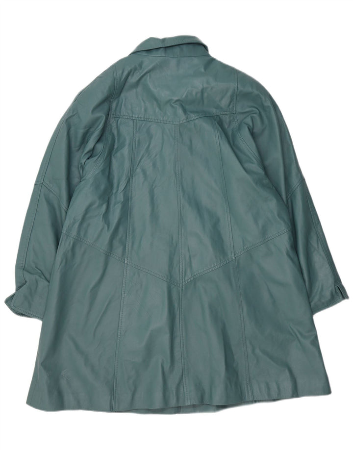 Via Appia Abrigo de cuero extragrande para mujer UK 44 Cuero azul medio
