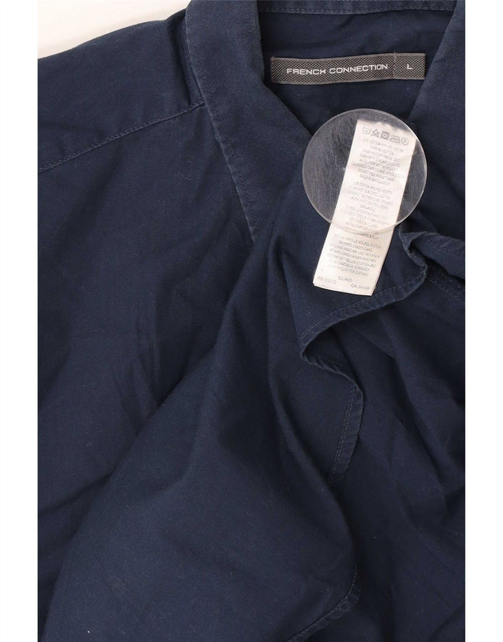 Camisa para hombre French Connection grande de algodón azul marino