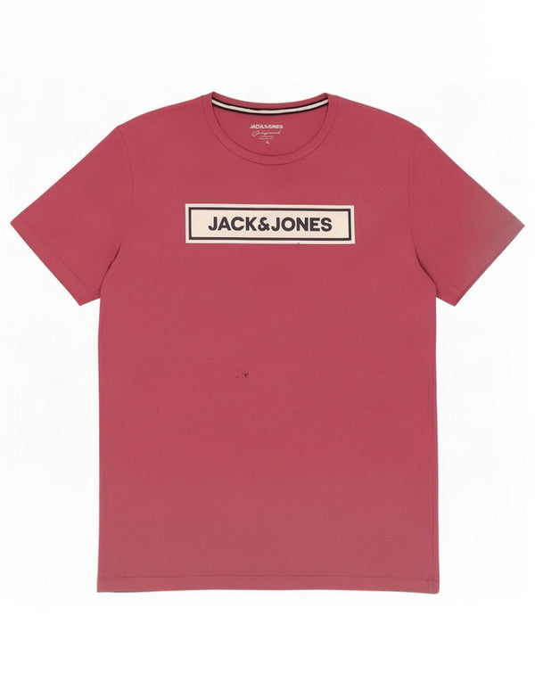Jack & Jones Hombre Camiseta Gráfica Top XL Algodón Rosa
