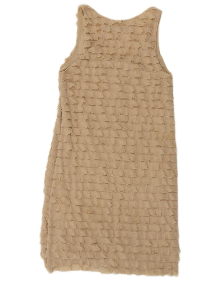 Zara Vestido Escalonado Sin Mangas para Mujer UK 8 Small Poliéster Beige