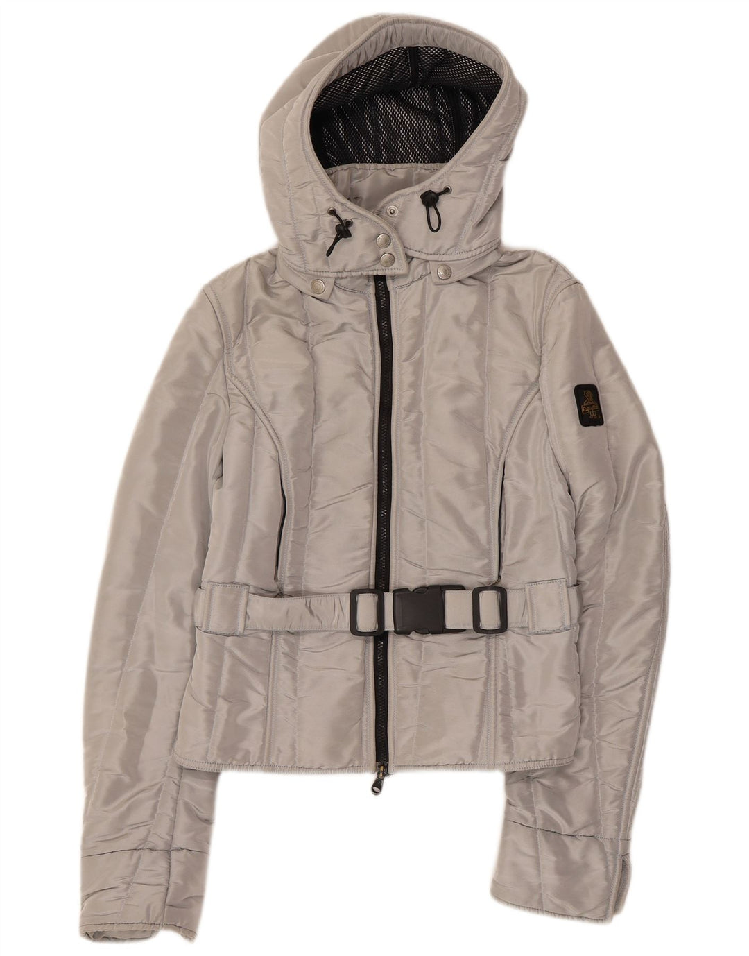 REFRIGIWEAR Chaqueta bomber con capucha Cruz para mujer Reino Unido 14 Poliéster plateado grande