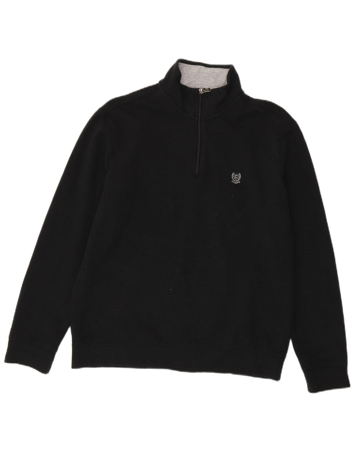 Chaps Sudadera con cuello con cremallera para mujer, talla 40, talla grande, algodón negro
