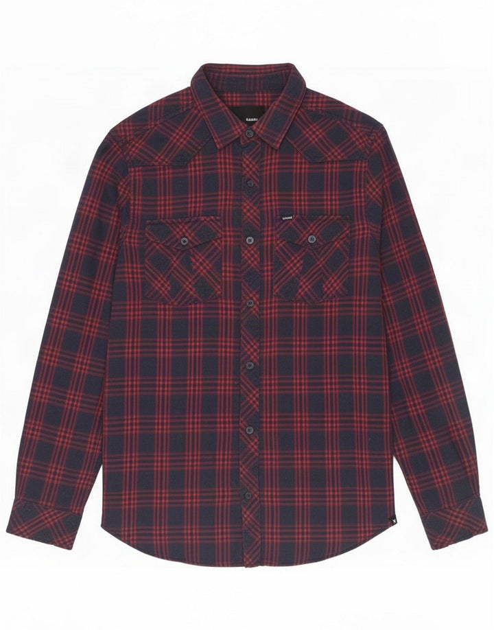 Camisa de franela Hurley para hombre Algodón a cuadros azul marino mediano