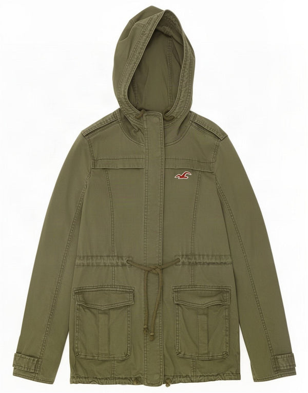 Chaqueta militar con capucha Hollister para mujer UK 6 XS Algodón caqui