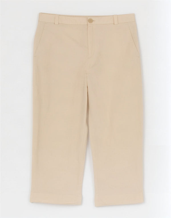 Zara Mujer Pantalón Cropped XL W32 L24 Lyocell Blanco Roto