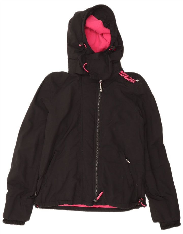Superdry Chaqueta Cortavientos Con Capucha Gráfica Para Mujer UK 44 Medium Black Nylon