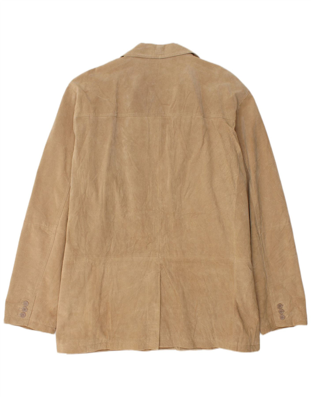 Vintage hombres 2 botones ante Blazer chaqueta Reino Unido 46 3XL cuero beige