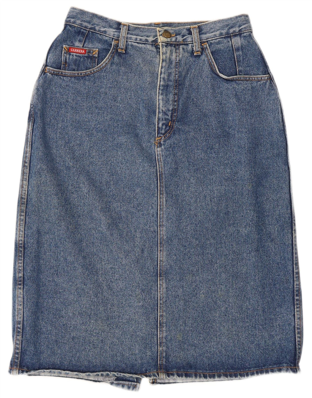 Falda Vaquera Midi Carrera W30 Azul Medio Algodón